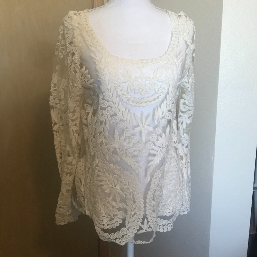 Loose fit sheer boho top